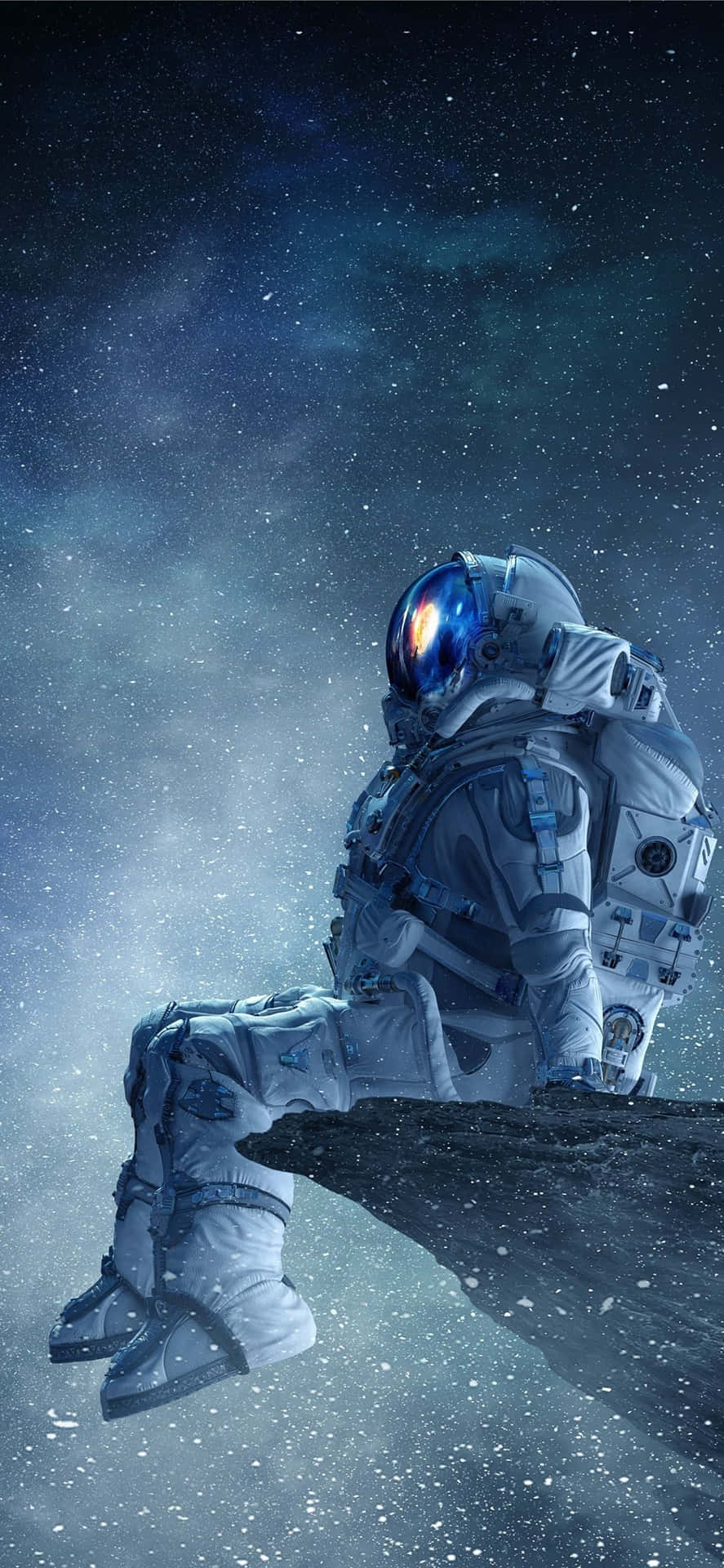 Astronaut Resting In The Trippy Galaxy Background