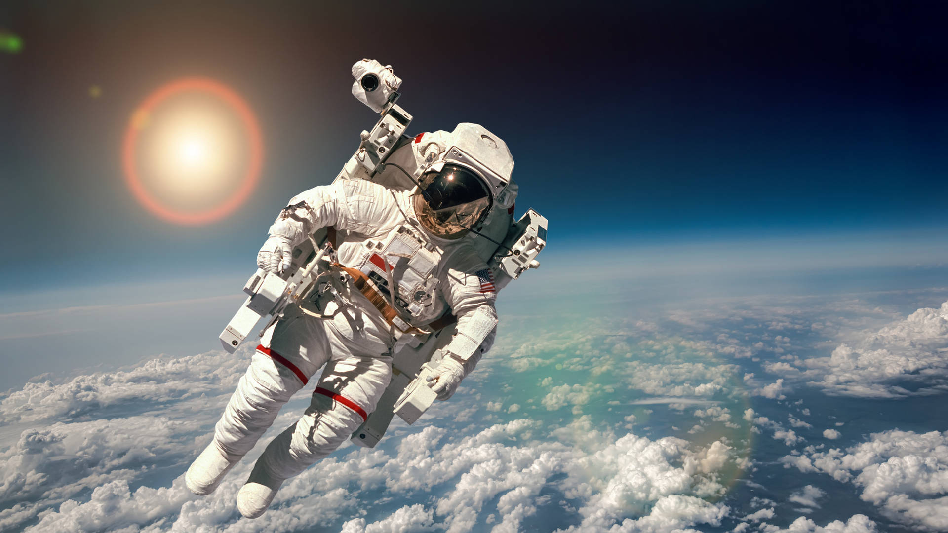 Astronaut Sailing In Space Background