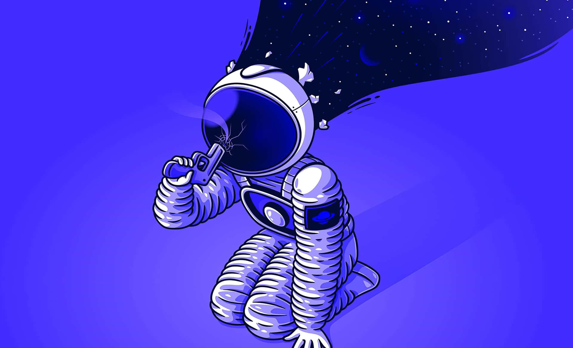 Astronaut Shooting Its Head Background