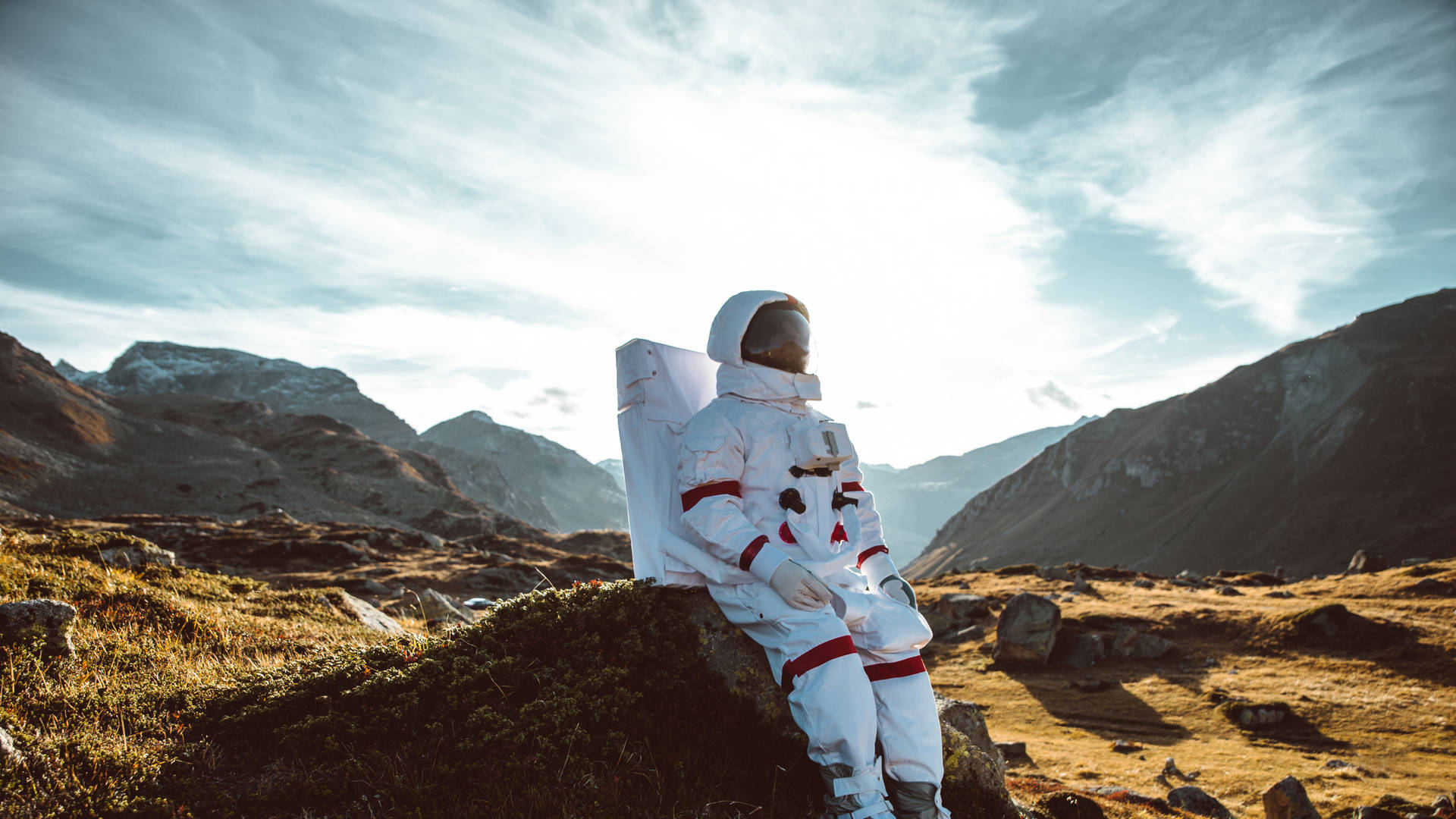 Astronaut Sitting Photography Background