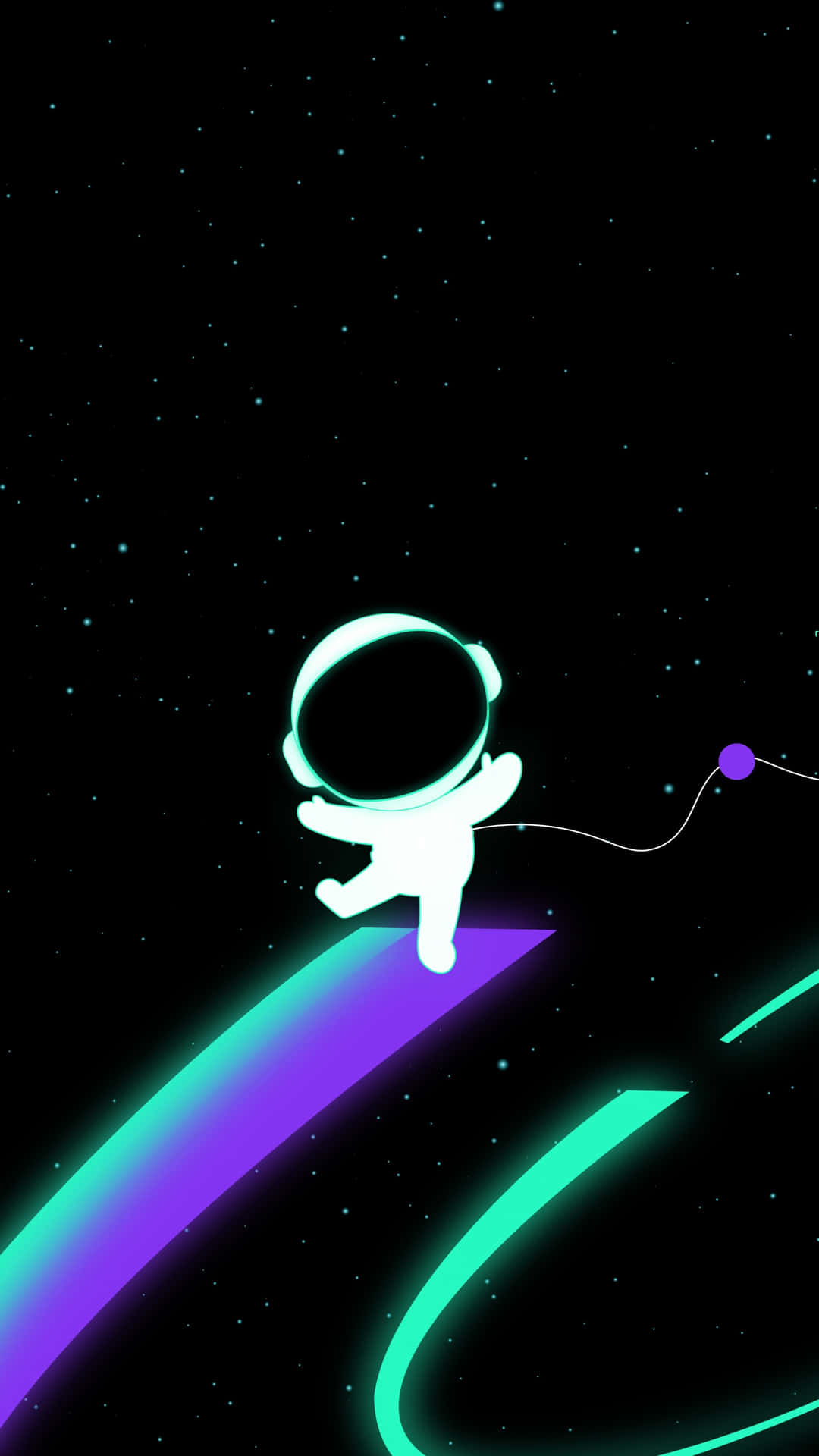 Astronaut Sliding Down Cosmic Rainbow Background