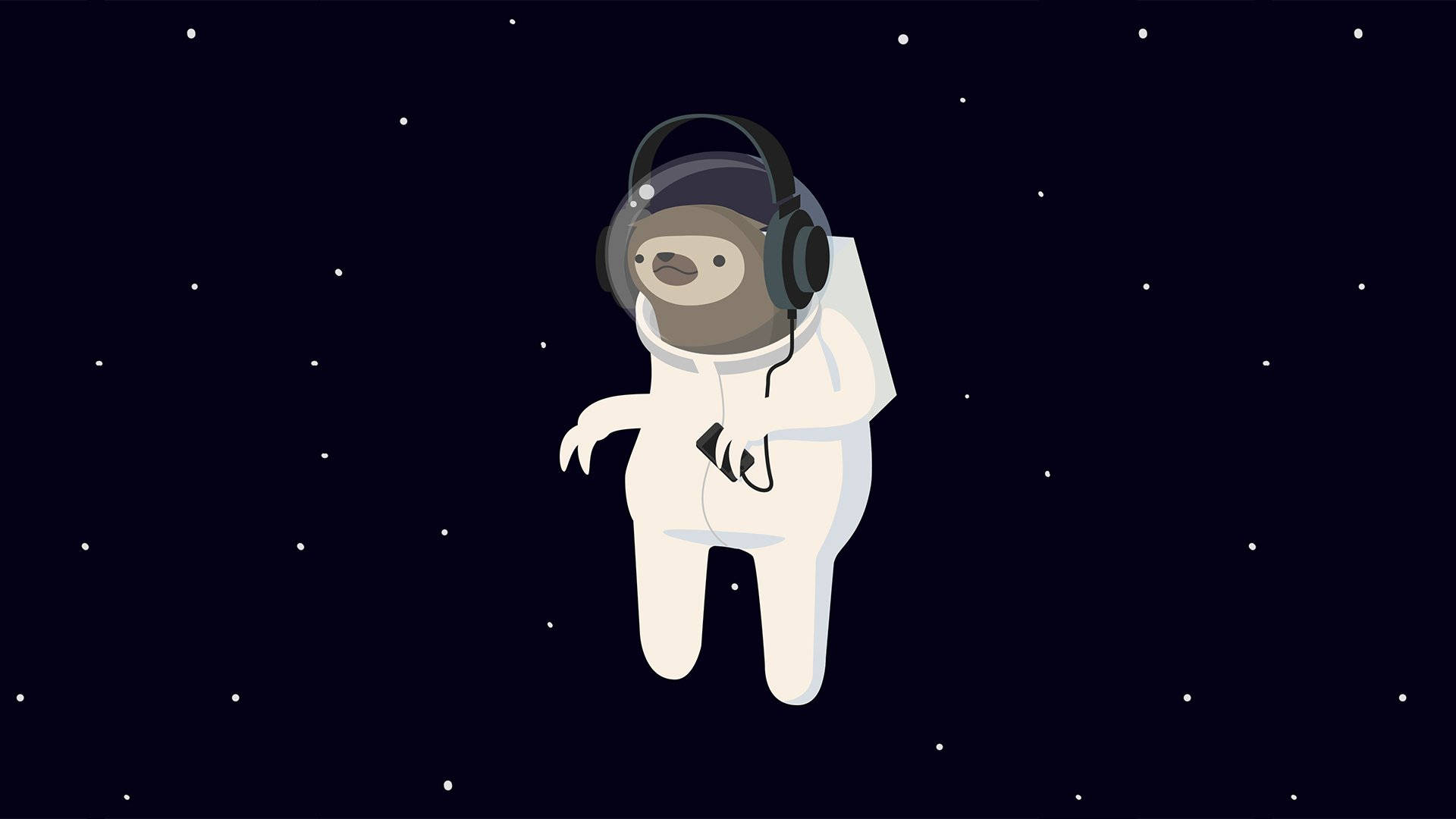 Astronaut Sloth Wearing Headphone Background