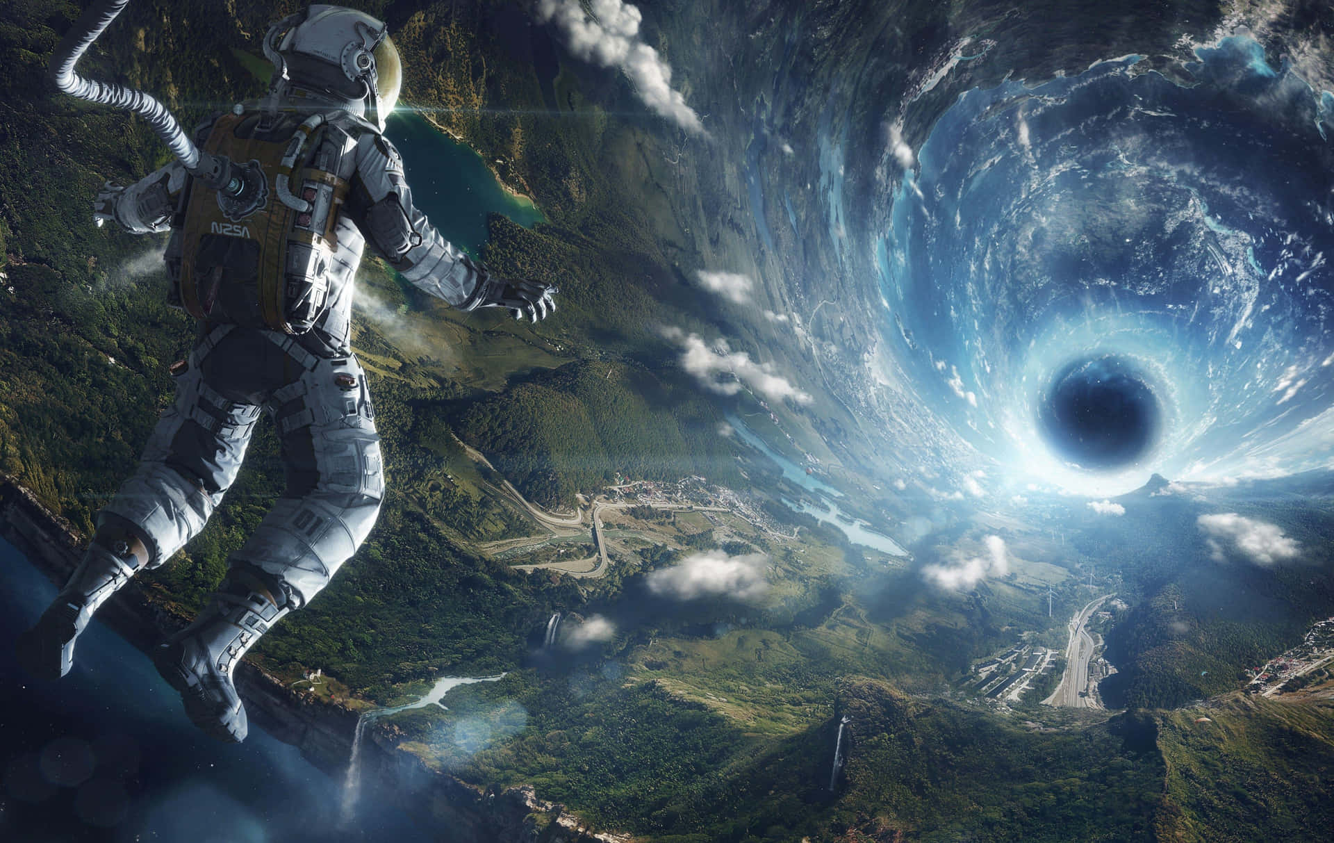 Astronaut Sucked Desktop Background