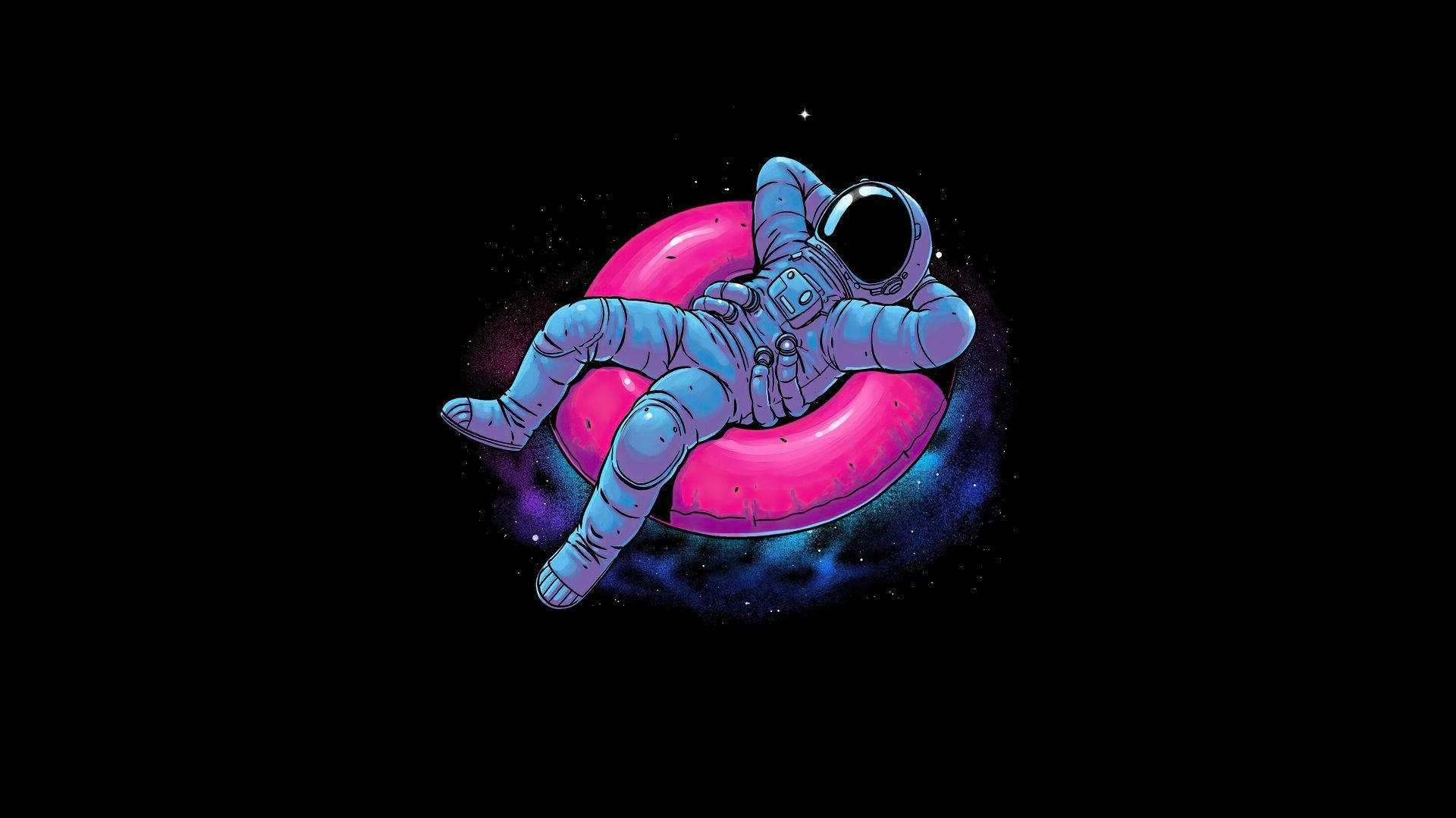 Astronaut Swimming In Dark Space Illustration