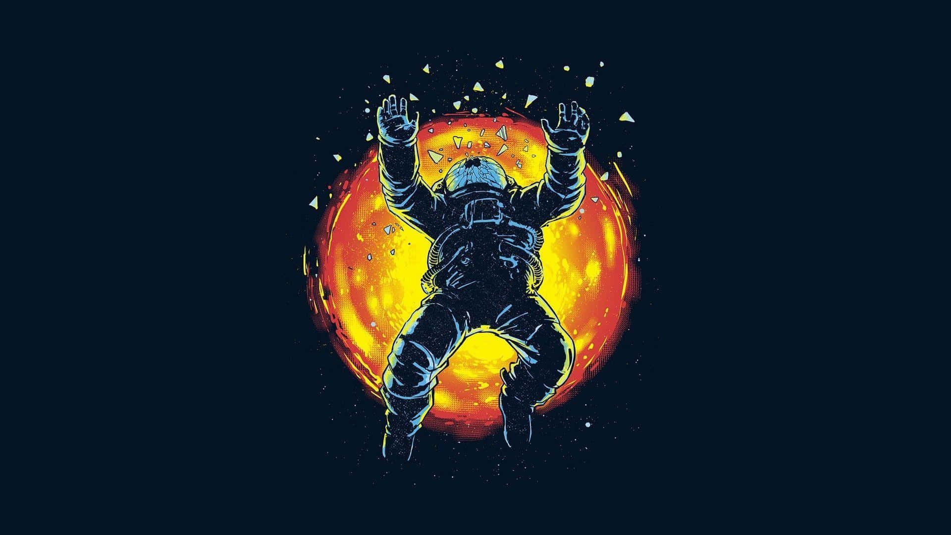 Astronaut Touching Sun Artwork Background