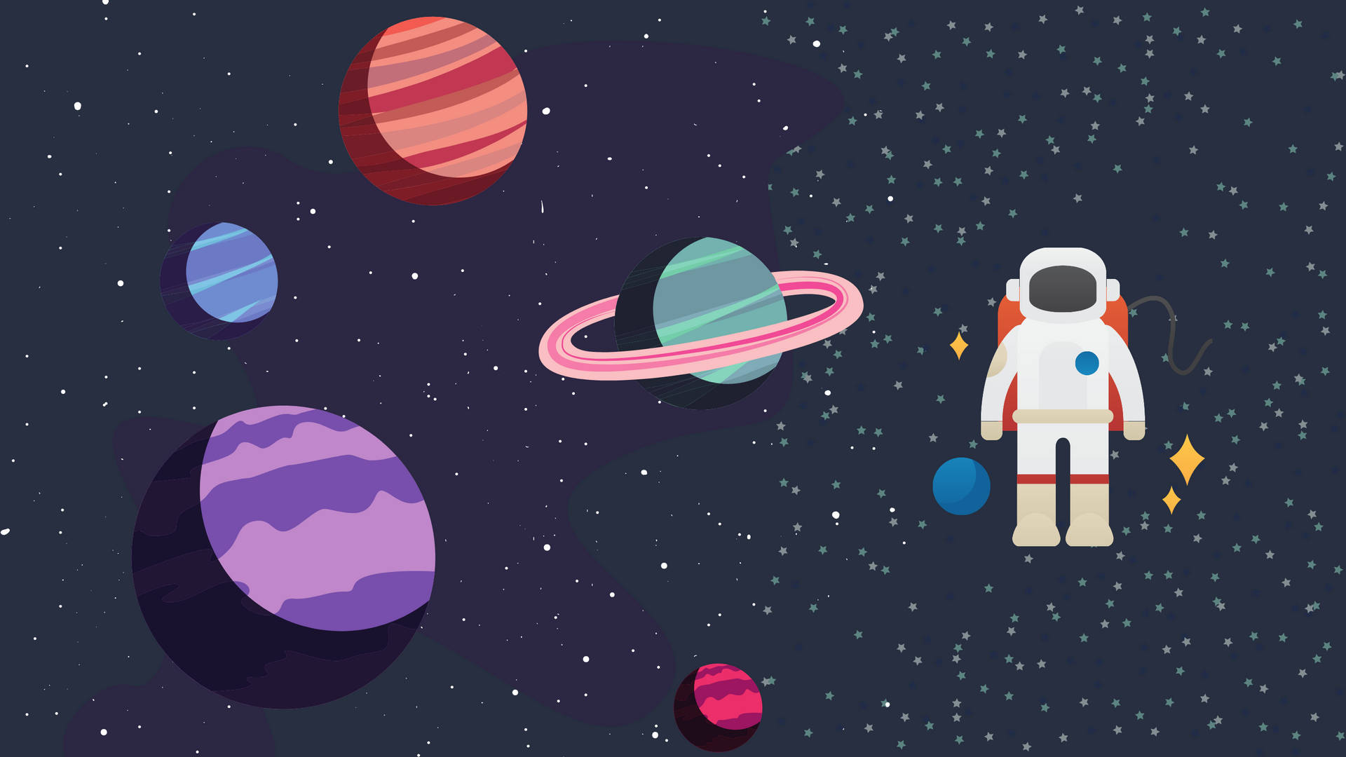 Astronaut With Colorful Planets Art