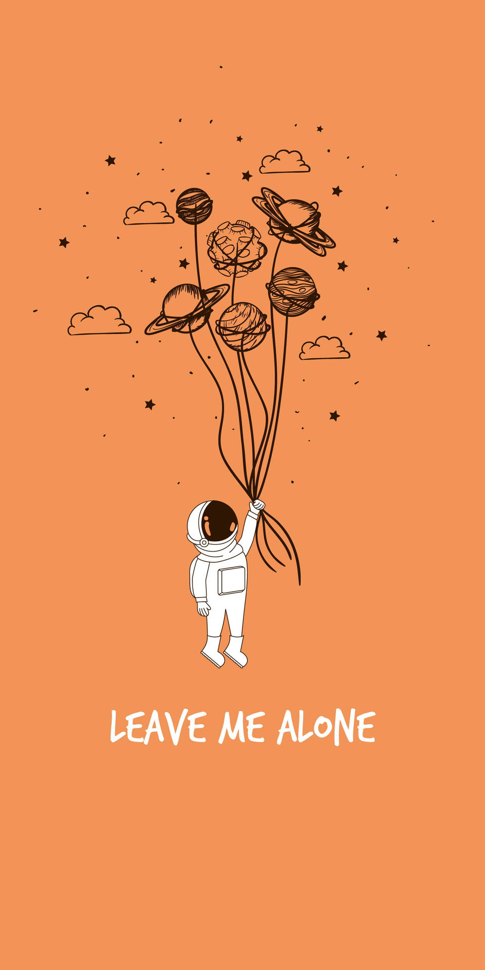 Astronaut With Planet Balloons Leave Me Alone Background