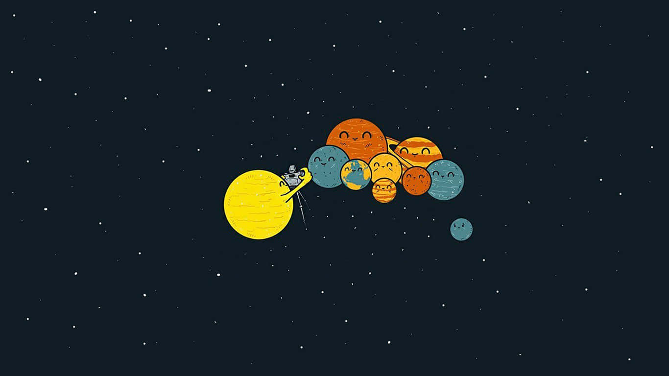 Astronautand Planets Cartoon Background