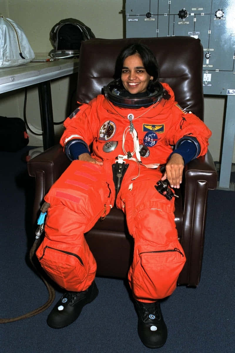 Astronautin Orange Space Suit