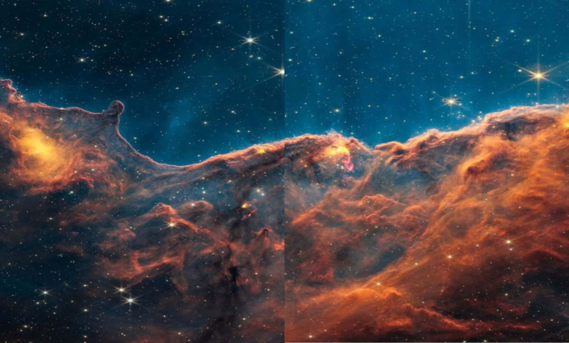 Astronomy Carina Nebula Orange And Blue Background