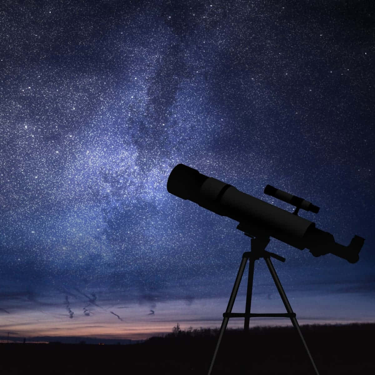 Astronomy Telescope Against Sky With Stars Background