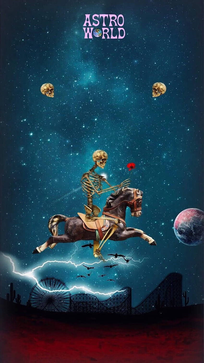 Astroworld Iphone Skeleton Riding Horse Background