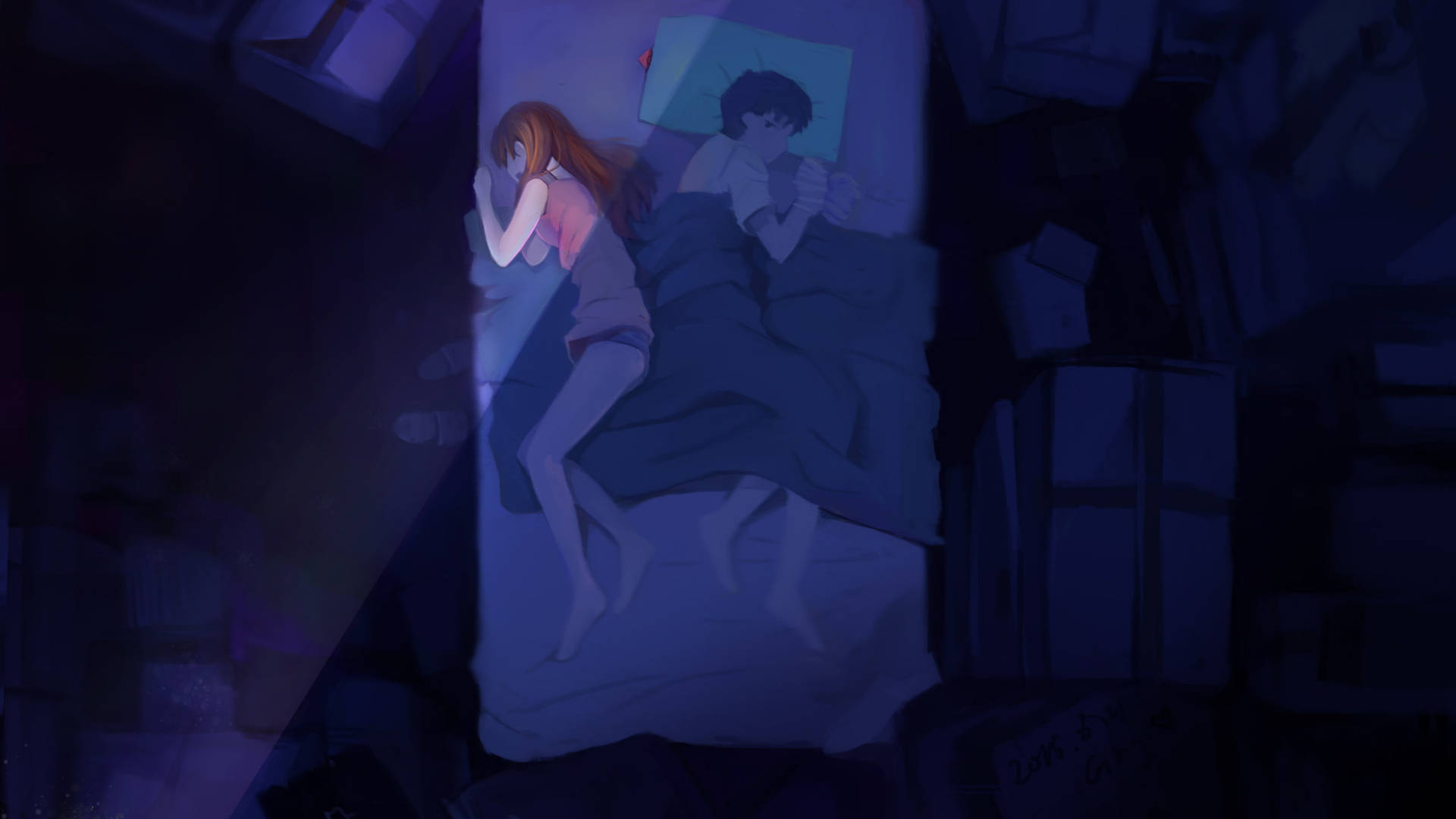 Asuka And Shinji Sleeping Evangelion 4k Background