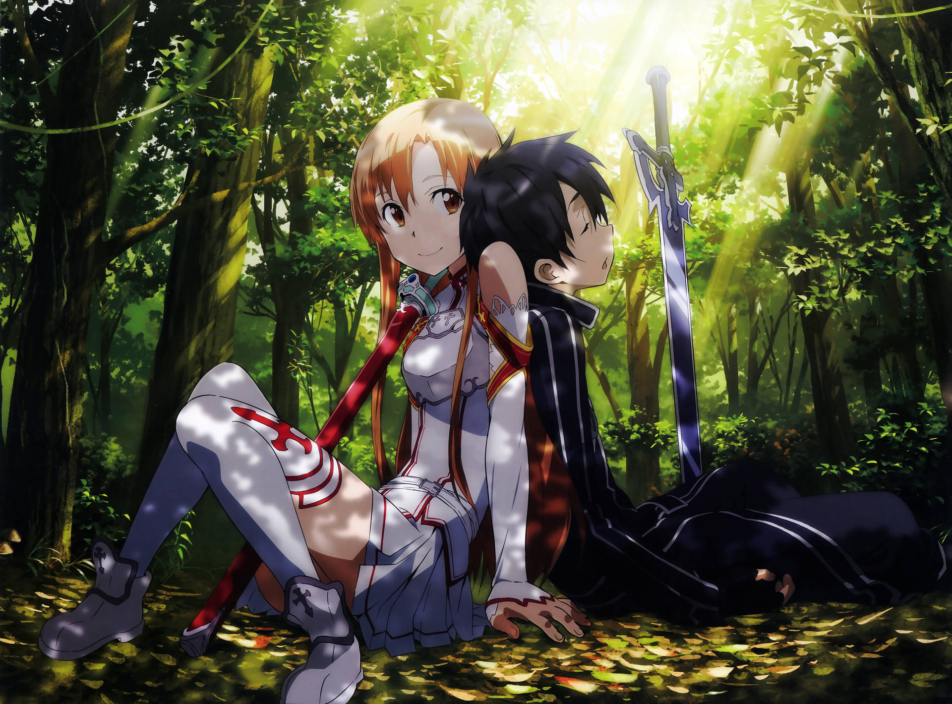 Asuna And Kirito Anime 4k Background
