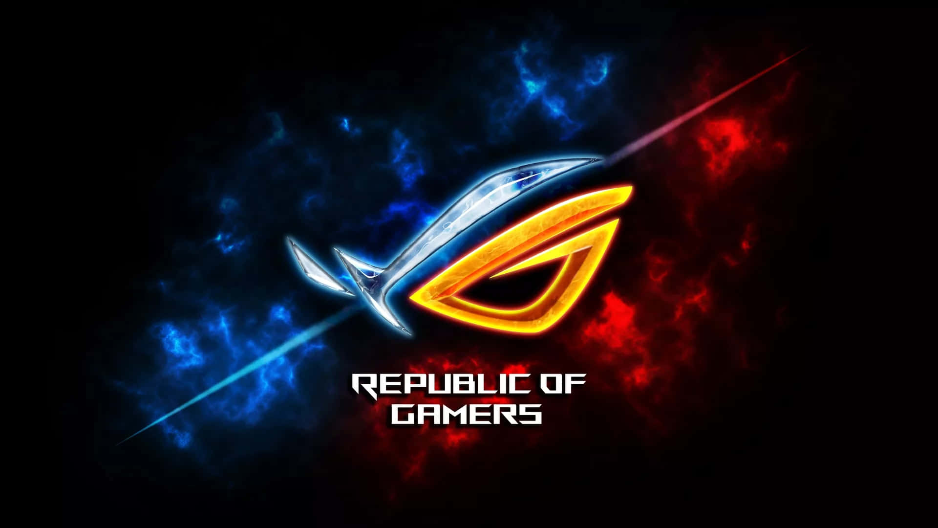 Asus R O G Logowith Red Blue Effects Background