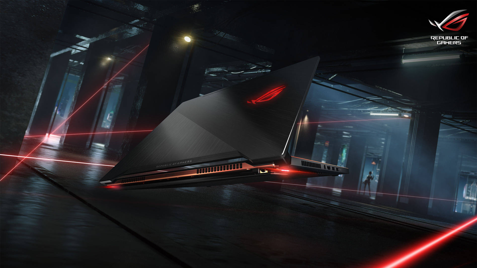 Asus Rog 4k Gaming Laptop And Lasers Background