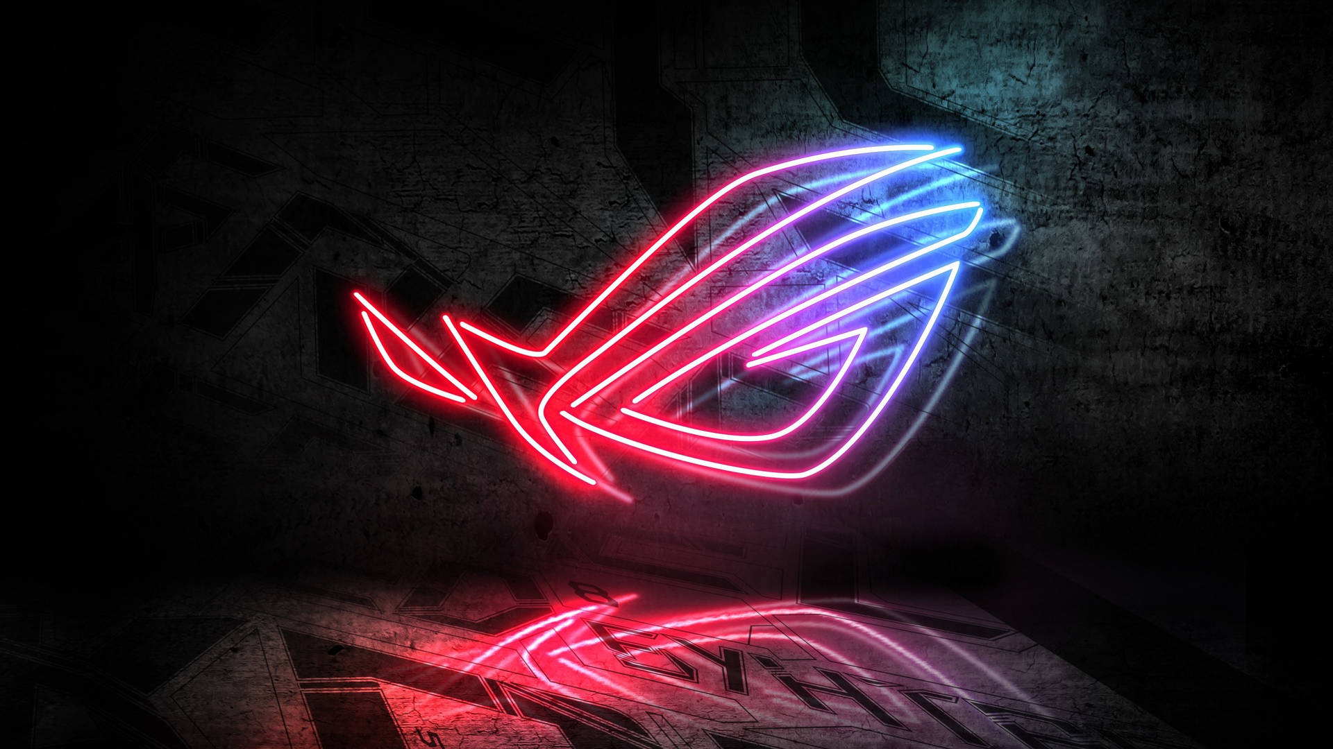 Asus Rog Logo Neon Light On A Dark Background Background