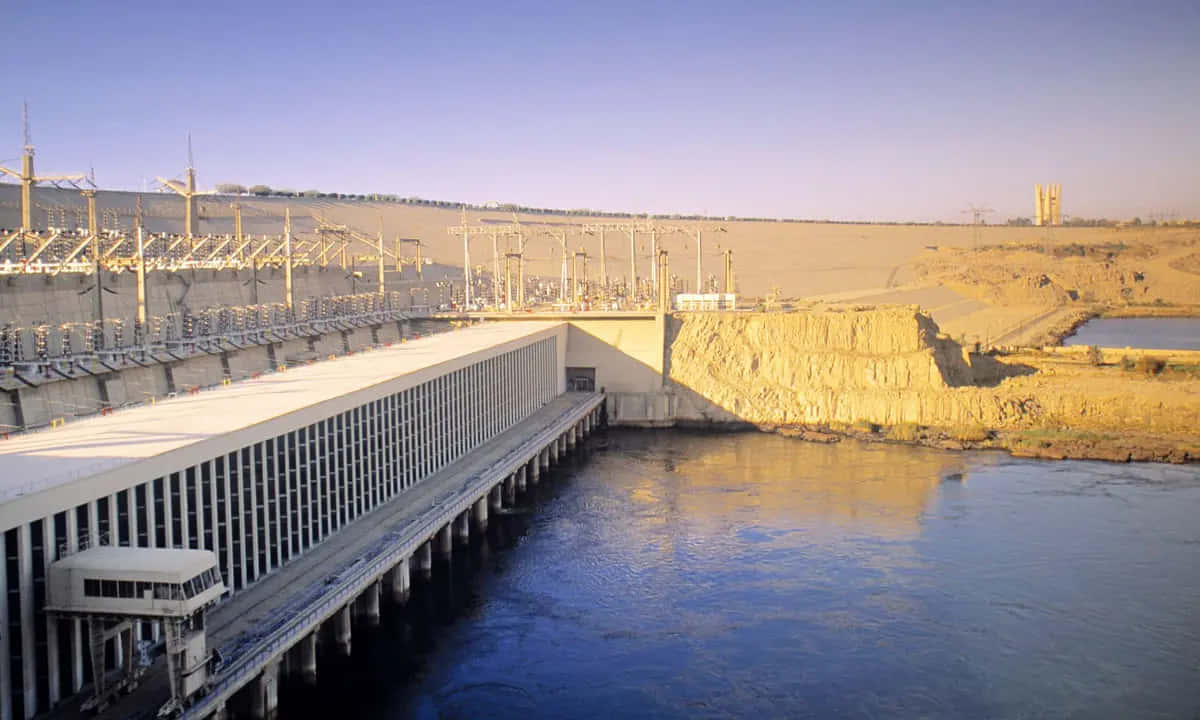 Aswan High Dam Sunset Background