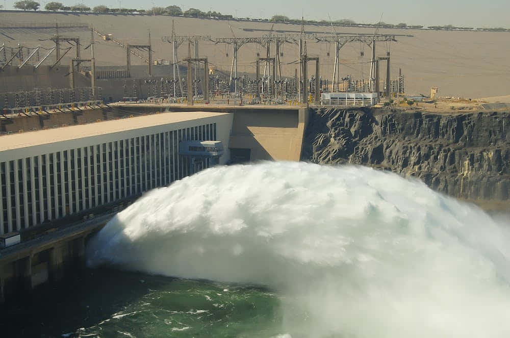 Aswan High Dam Water Burst Background