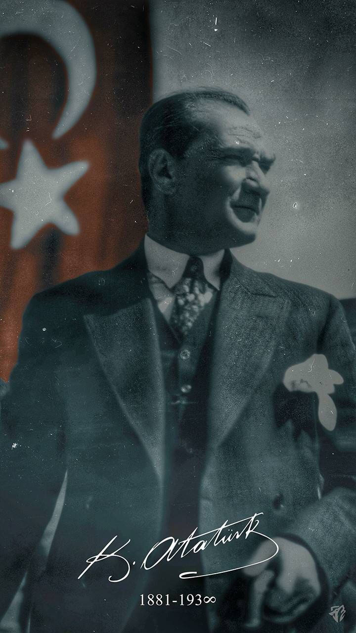 Ataturk And The Flag Background