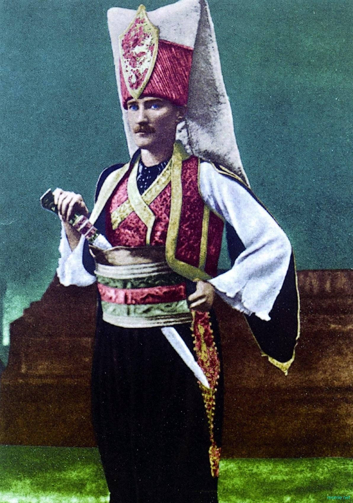 Ataturk In A Janissary Uniform Background