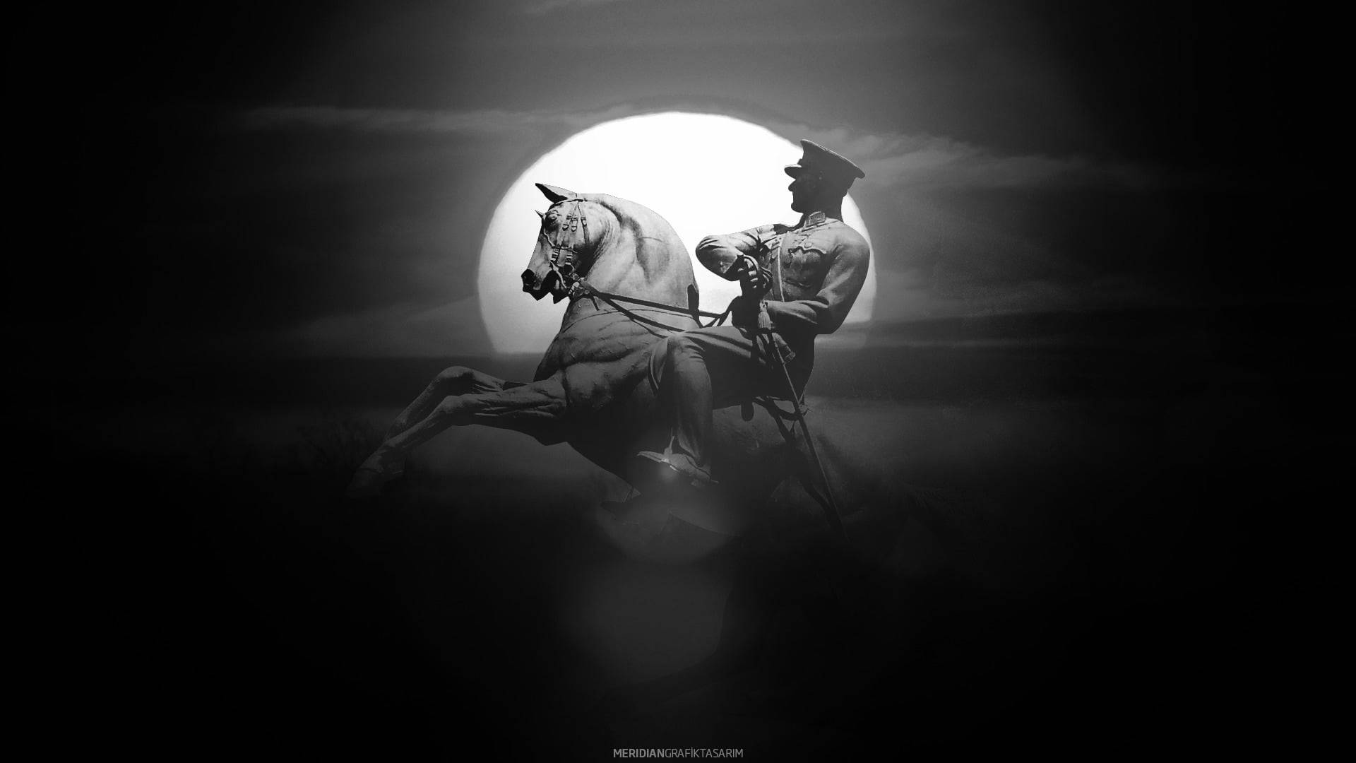 Ataturk Riding His Horse Background