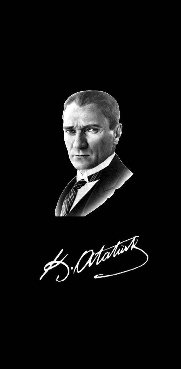Ataturk’s Bust And Signature Background