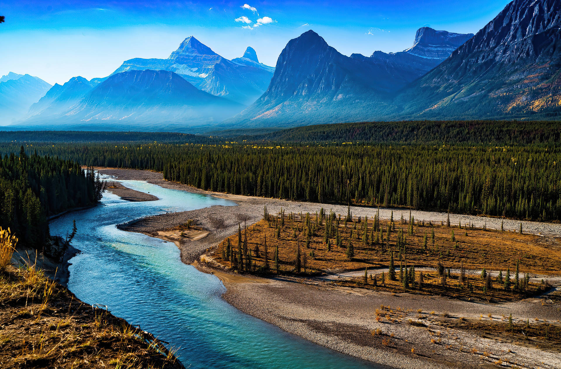 Athabasca River Aesthetic Landscape Background