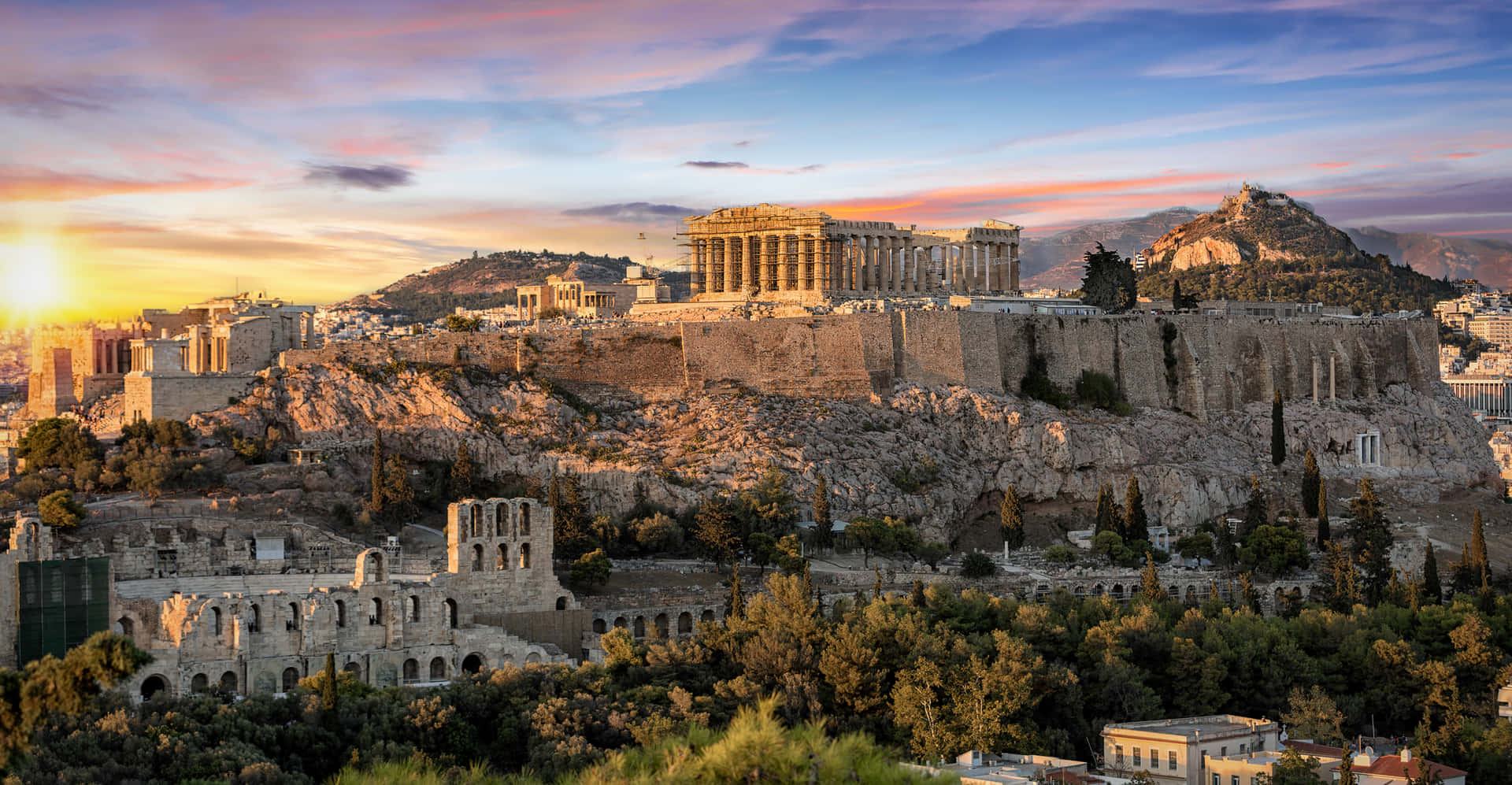 Athenian Acropolis Including The Parthenon Temple Background