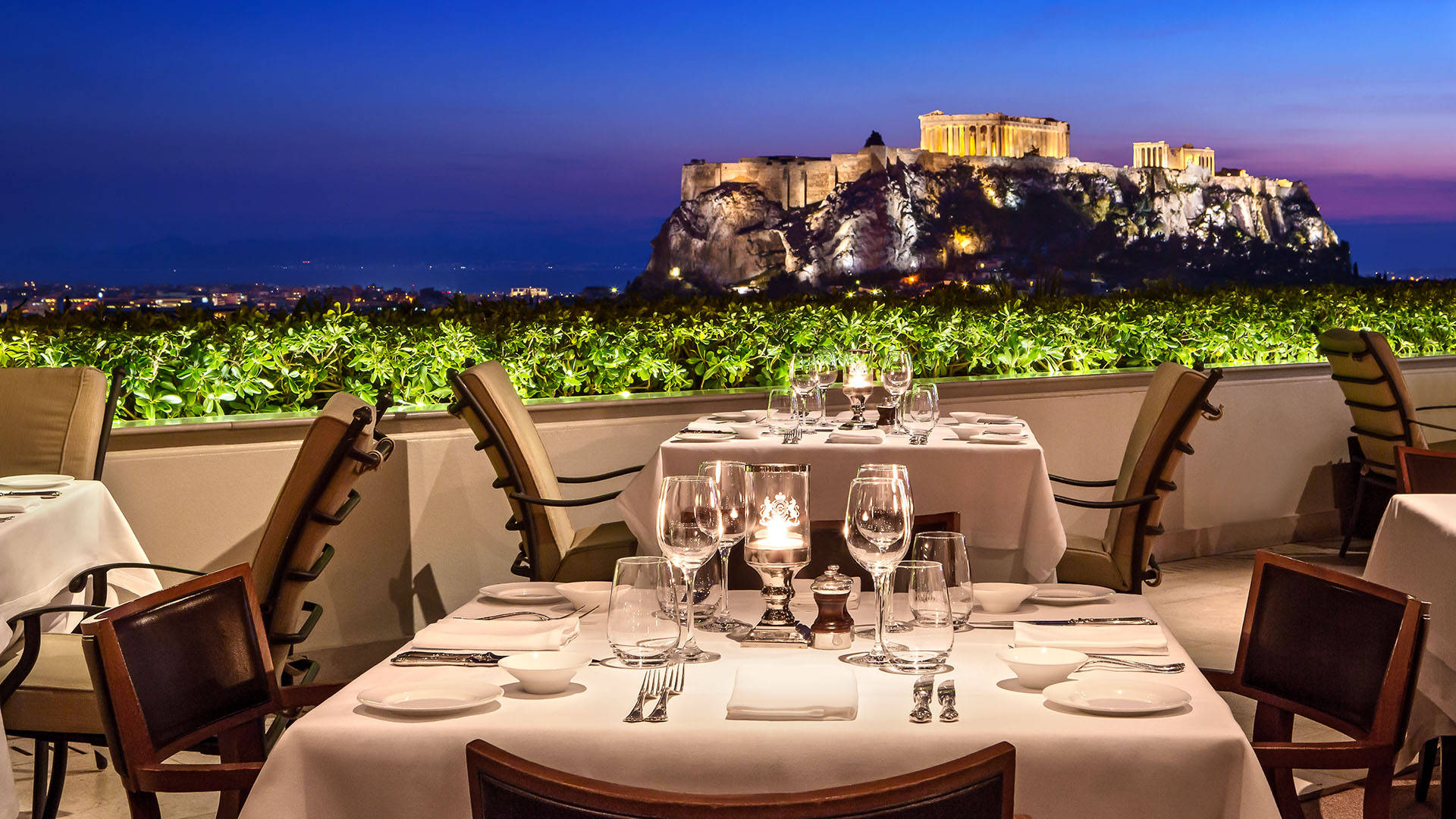 Athens Acropolis Candle Light Dinner Background