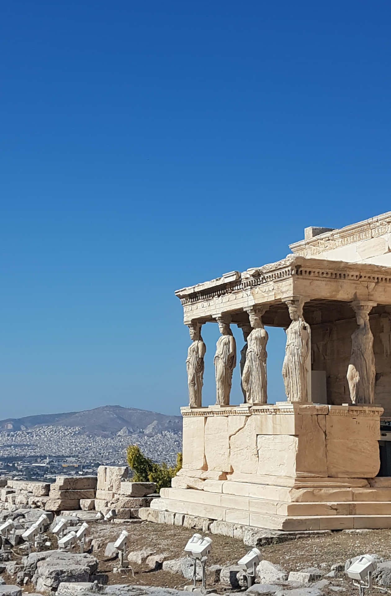 Athens' Cityscape Viewed From The East Of Erechtheion Background