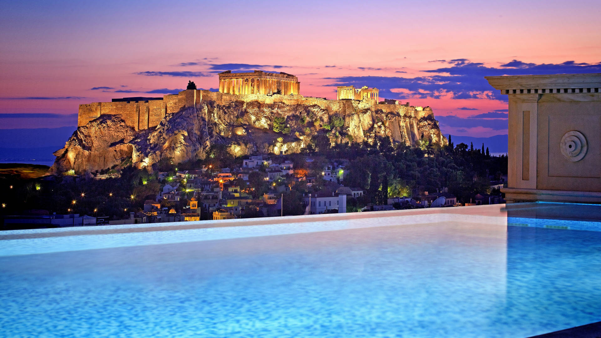 Athens Hotel View Of Parthenon Background