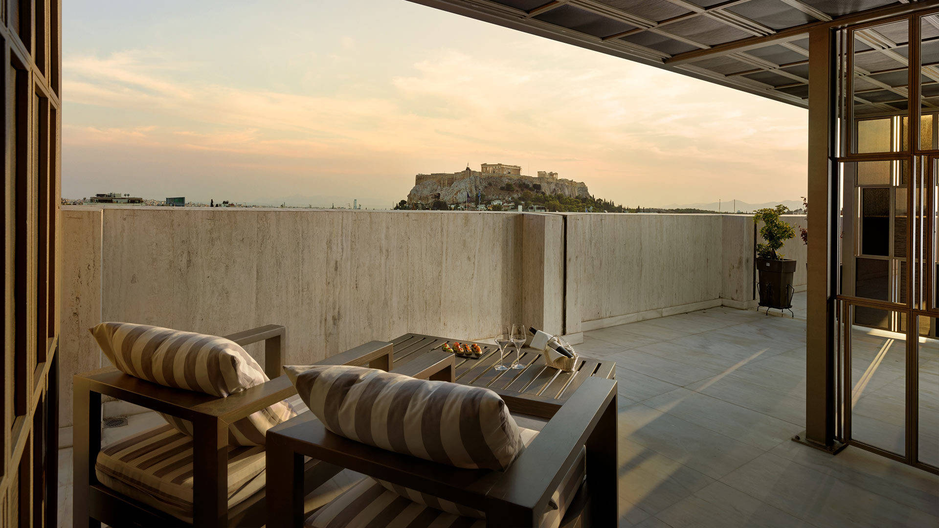Athens Luxurious Hotel View Background