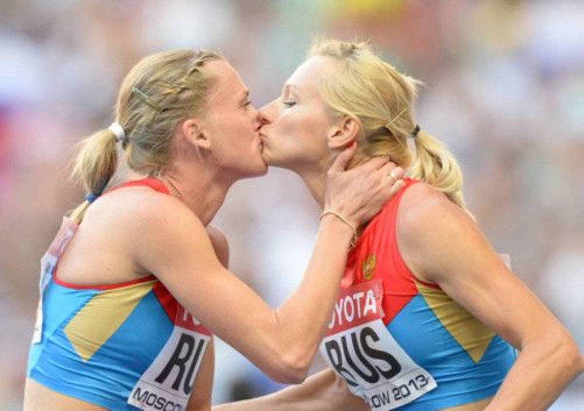 Athlete Girls Kissing Background