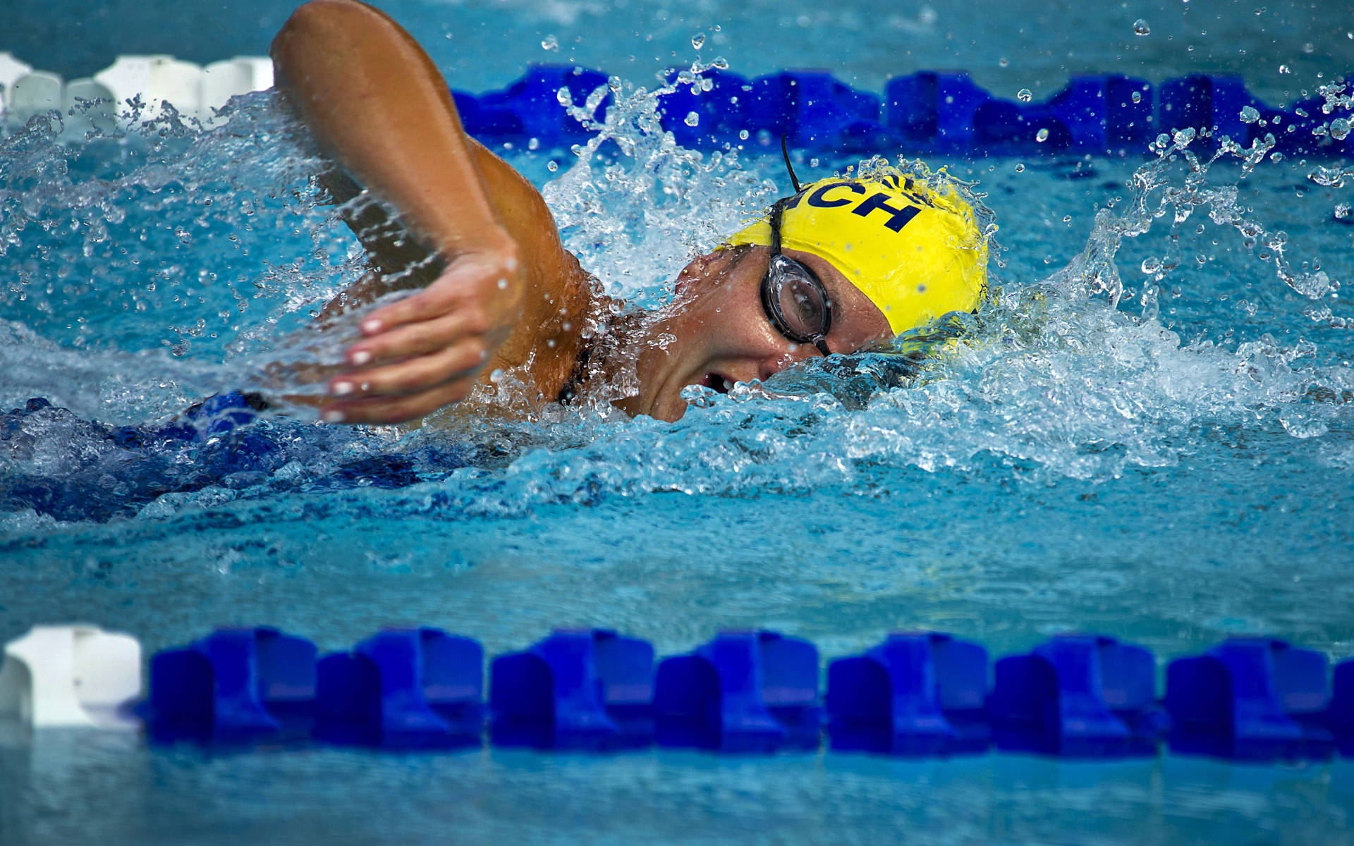 Athlete In Swimming Tournament Background