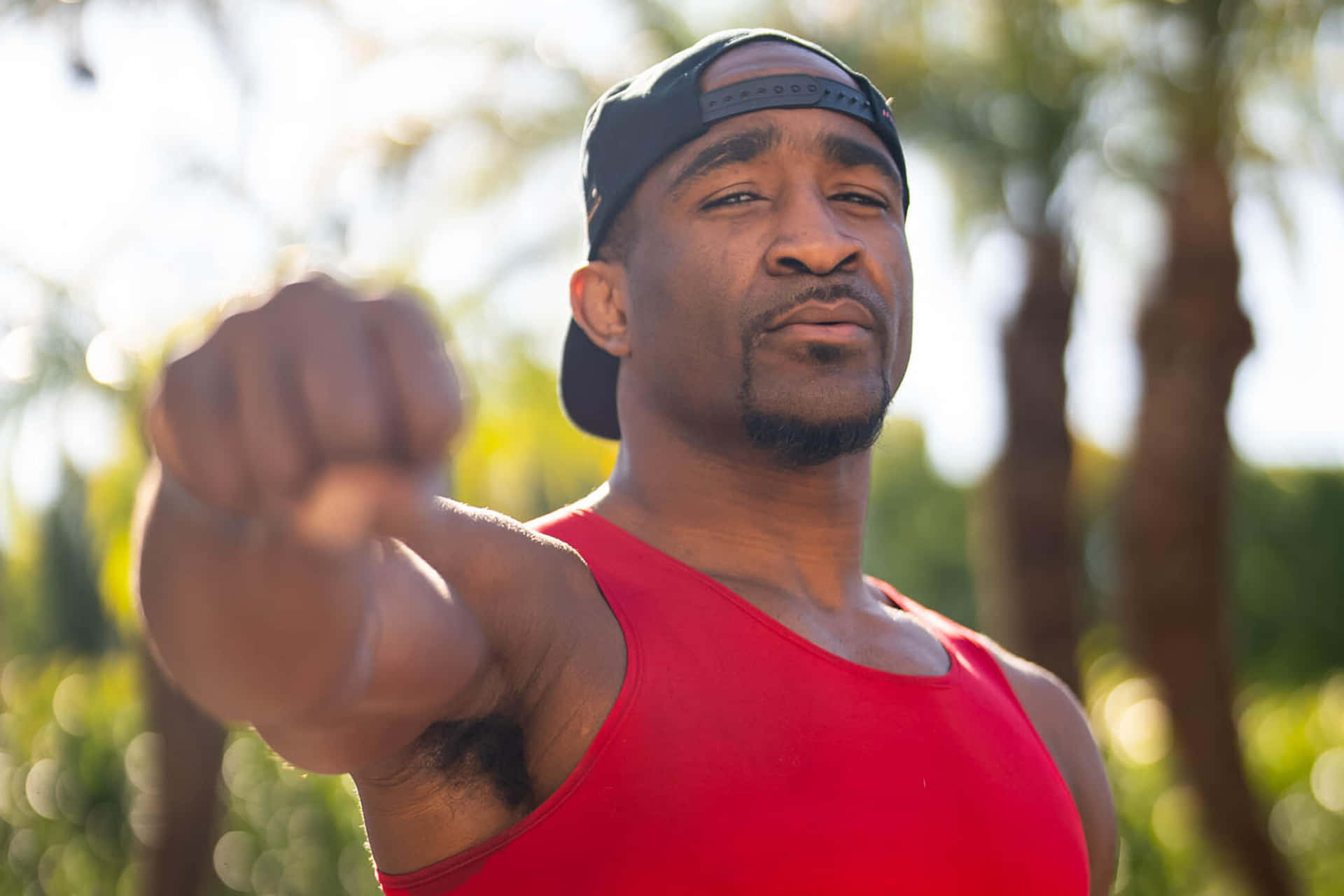 Athlete Punch Focus Outdoor Background