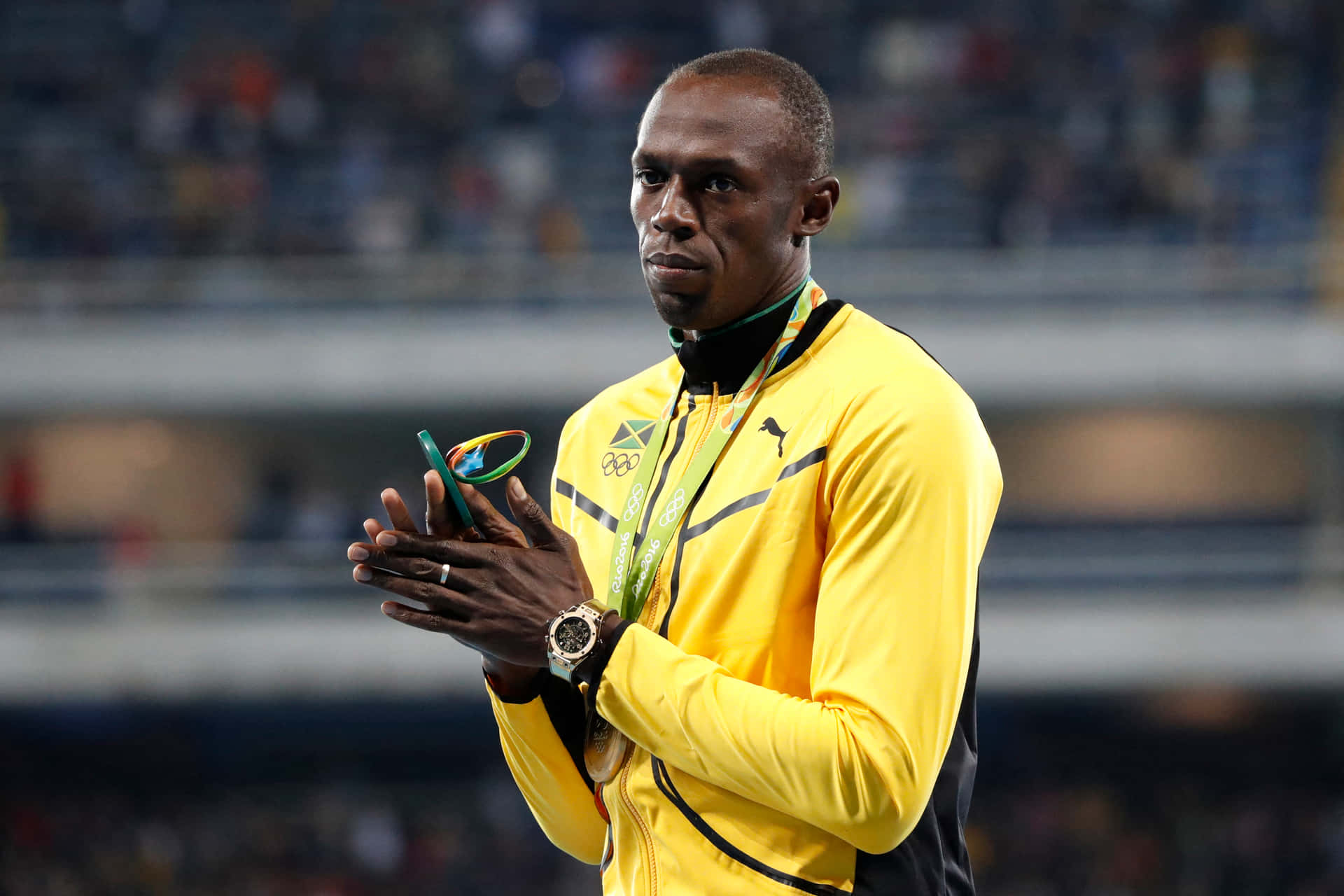Athlete Usain Bolt Wearing Yellow