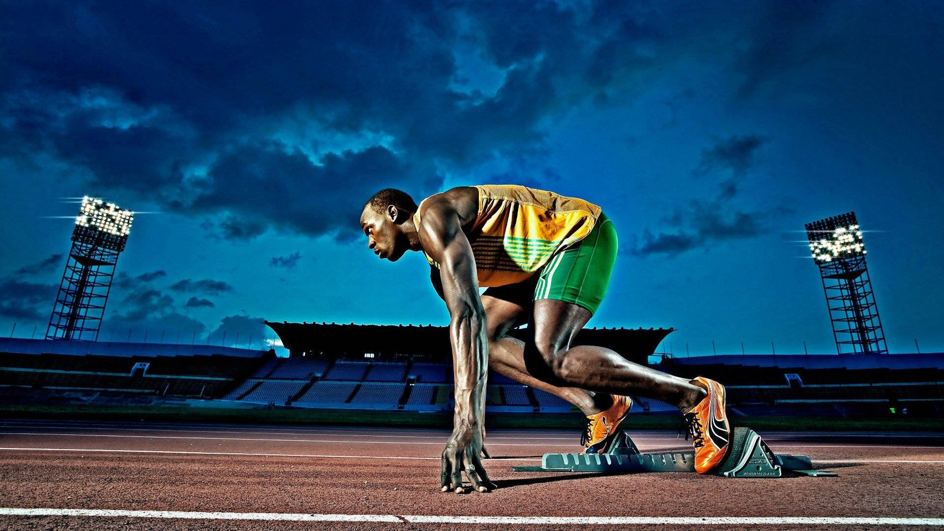 Athletic Sprinter Usain Bolt Background