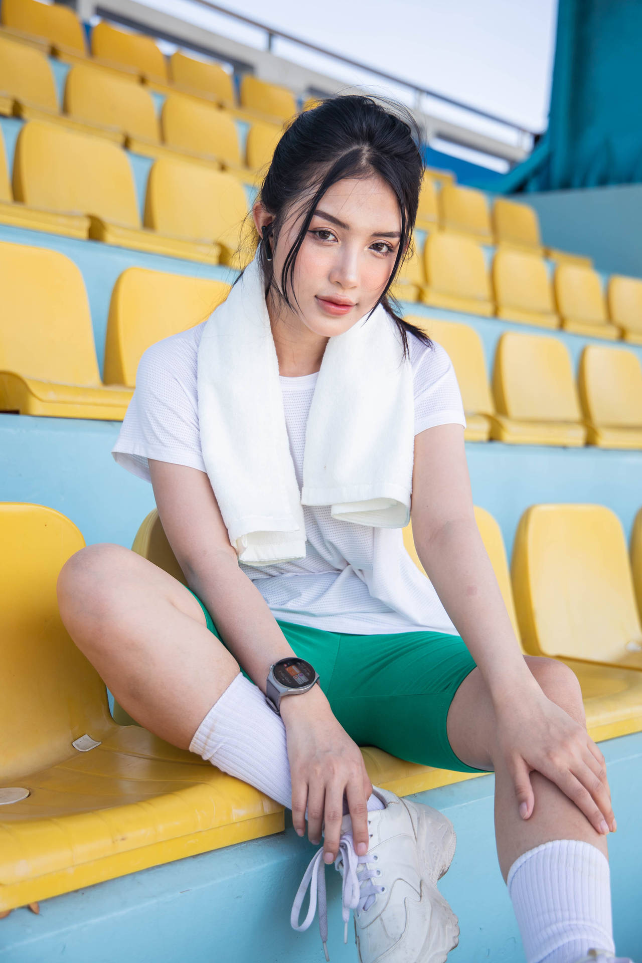 Athletic Woman Wearing Smartwatch