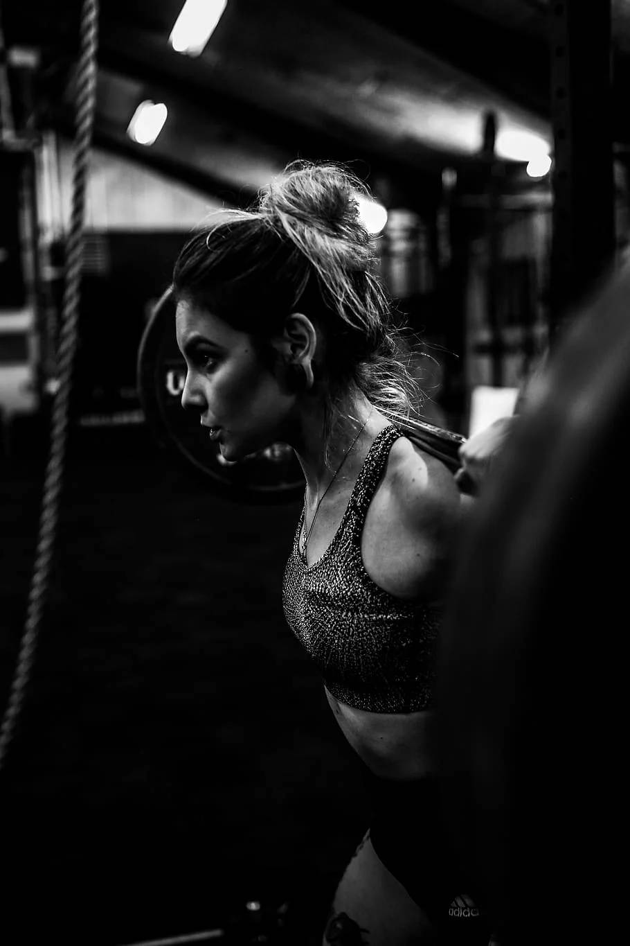 Athletic Workout Black And White Portrait Background