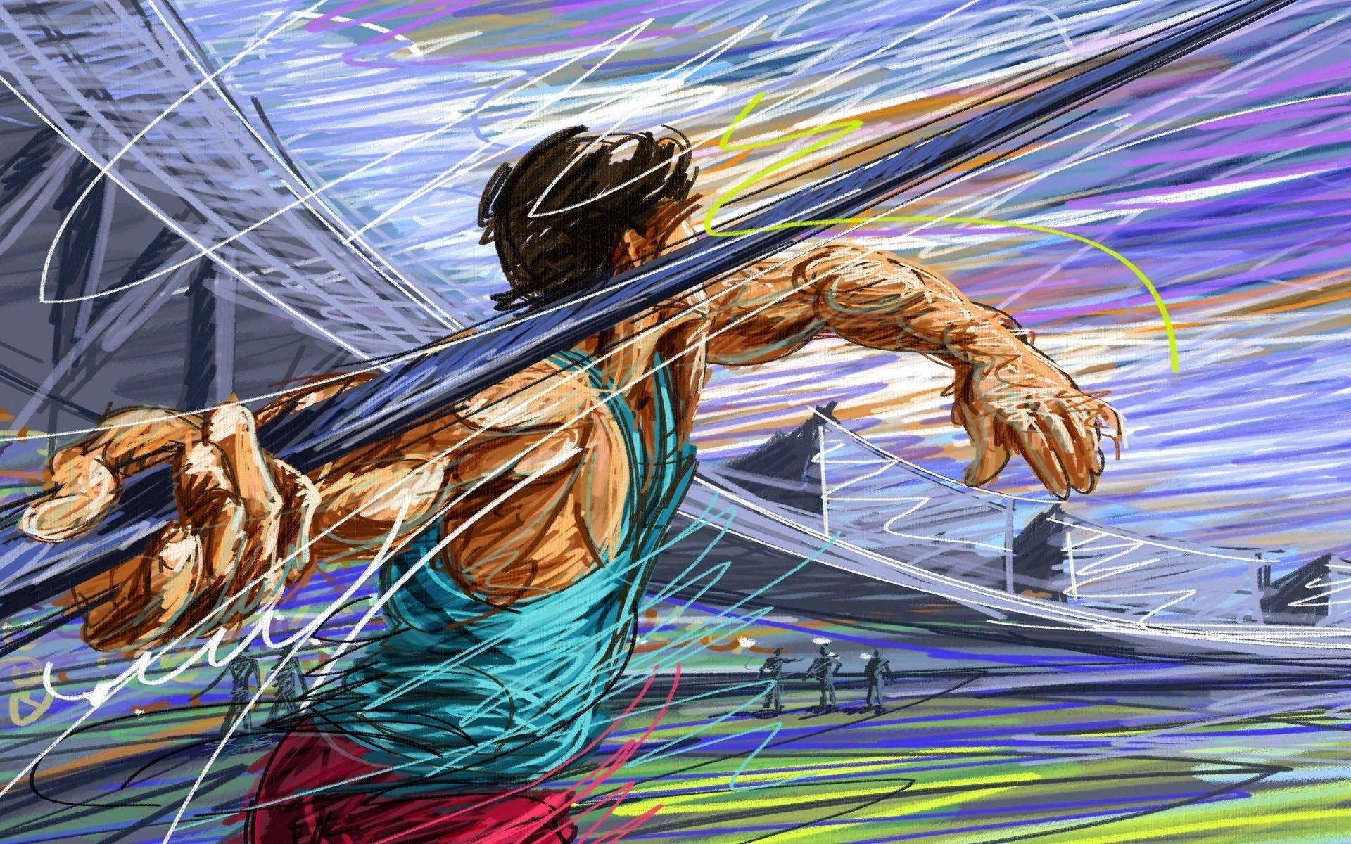 Athletics Javelin Throw Digital Art Background