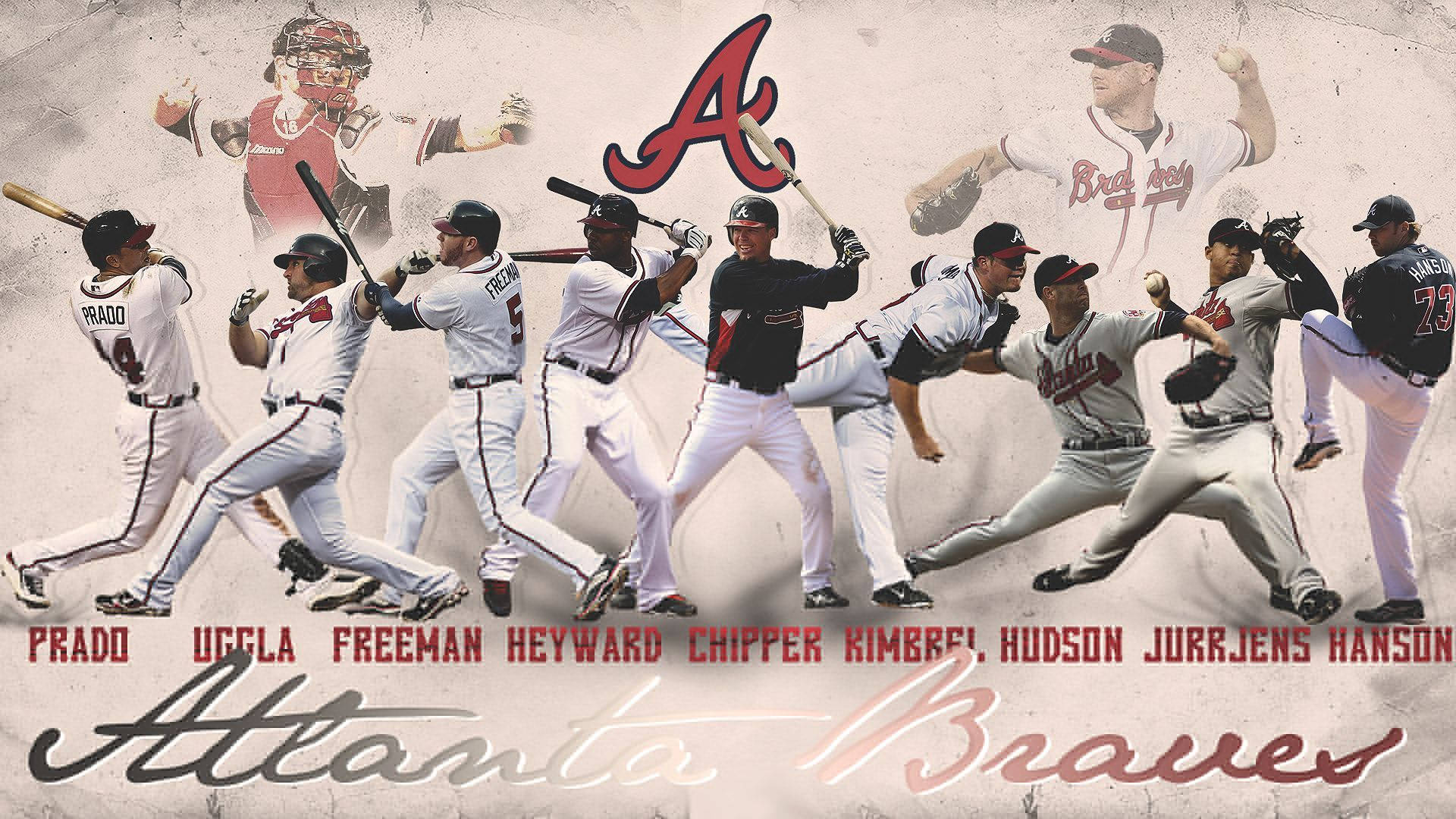 Atlanta Braves Baseball Team Collage Background