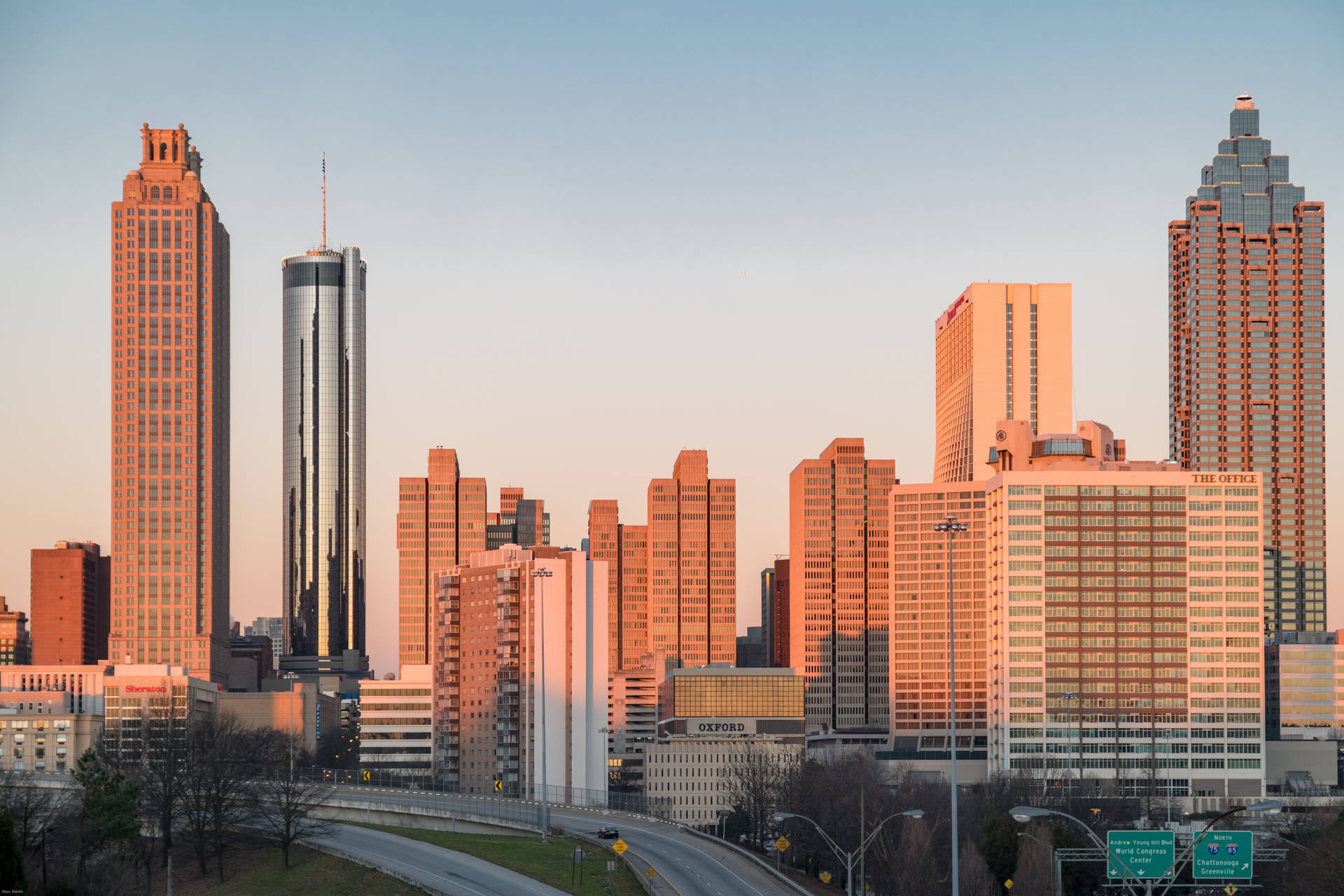 Atlanta Skyline During Sunset Background