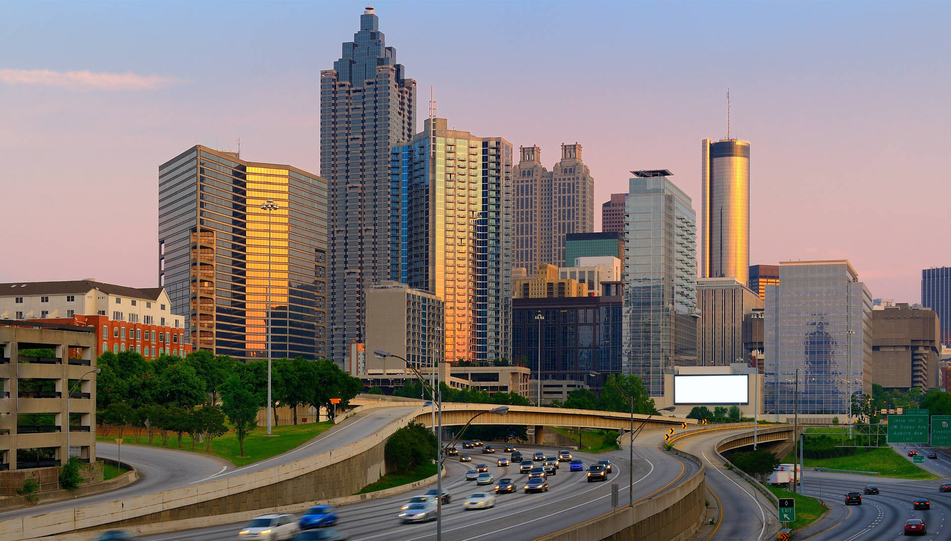 Atlanta Skyline During Sunset Background