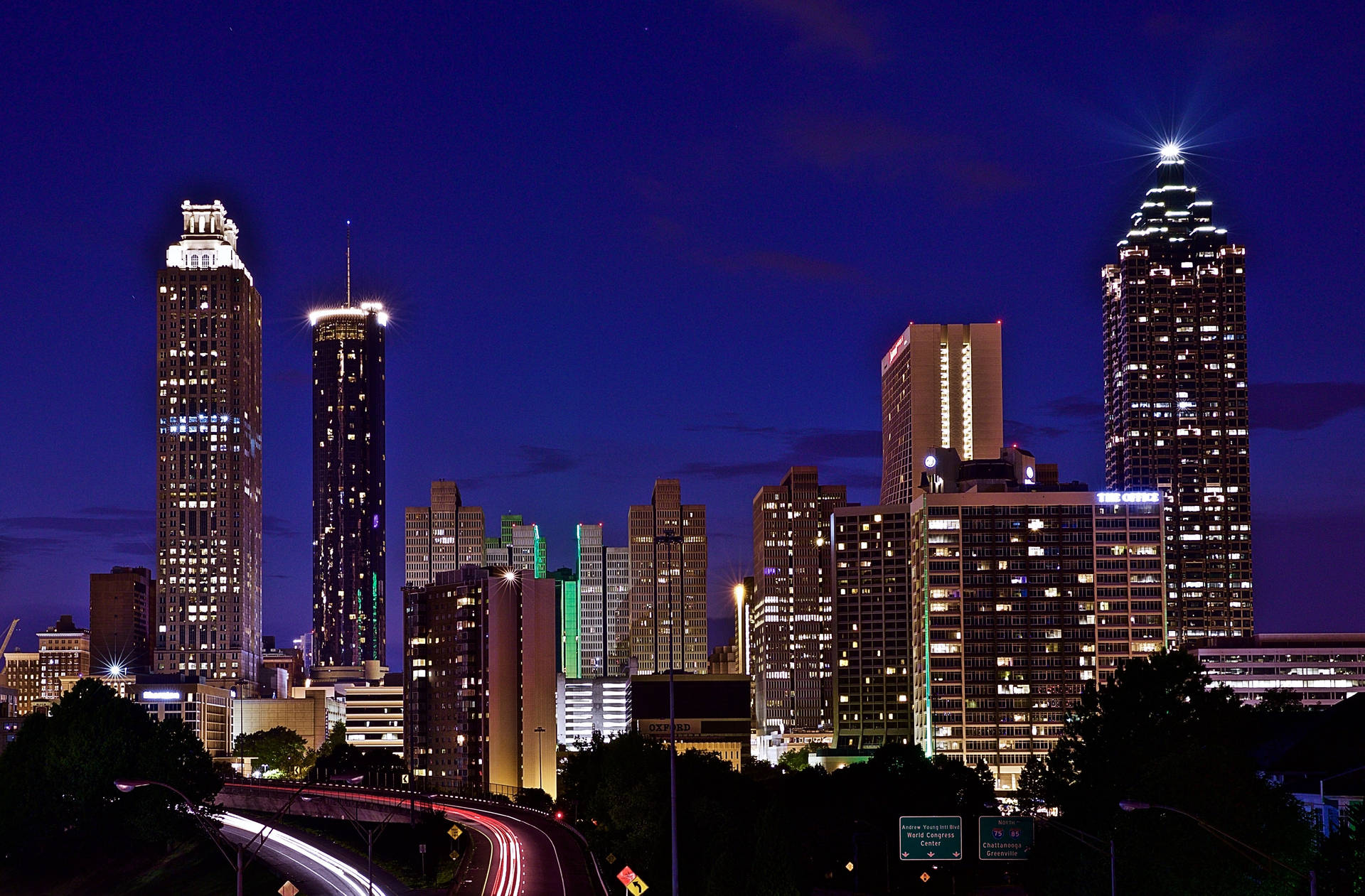 Atlanta Skyline Night City View Background