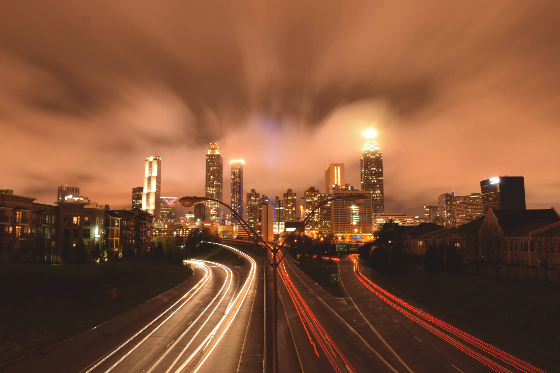 Atlanta Skyline With Hazy Sky Background