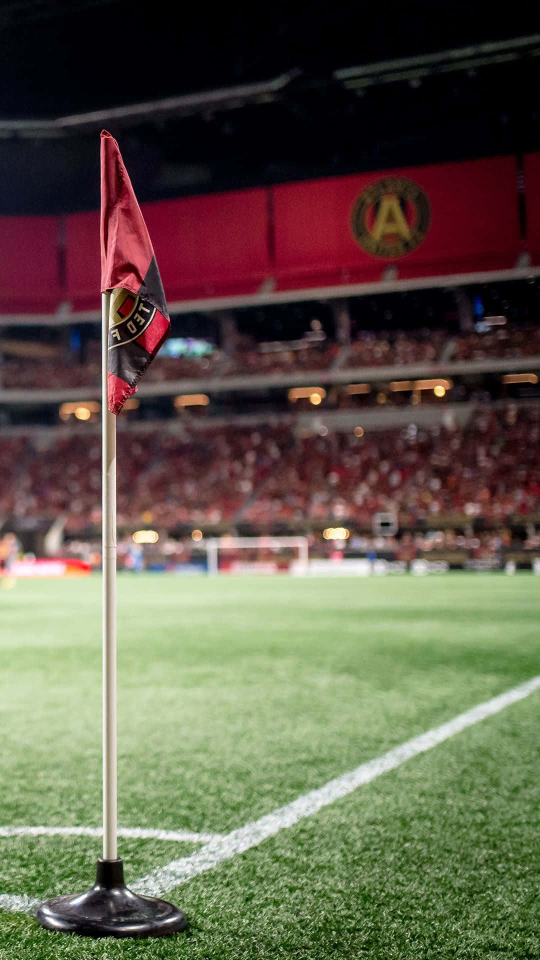 Atlanta United Fc Flag And Supporters At Mercedes Benz Stadium Background