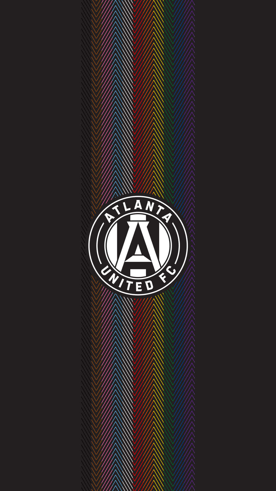 Atlanta United Fc Logo In Retro Wave Gradient Lines Background