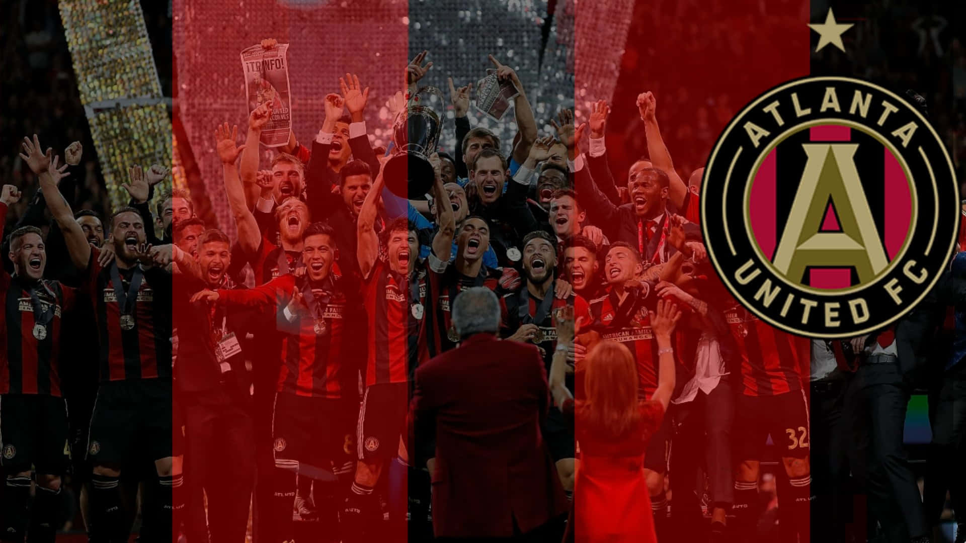 Atlanta United Fc Soccer Club Players And Logo Poster Art Background