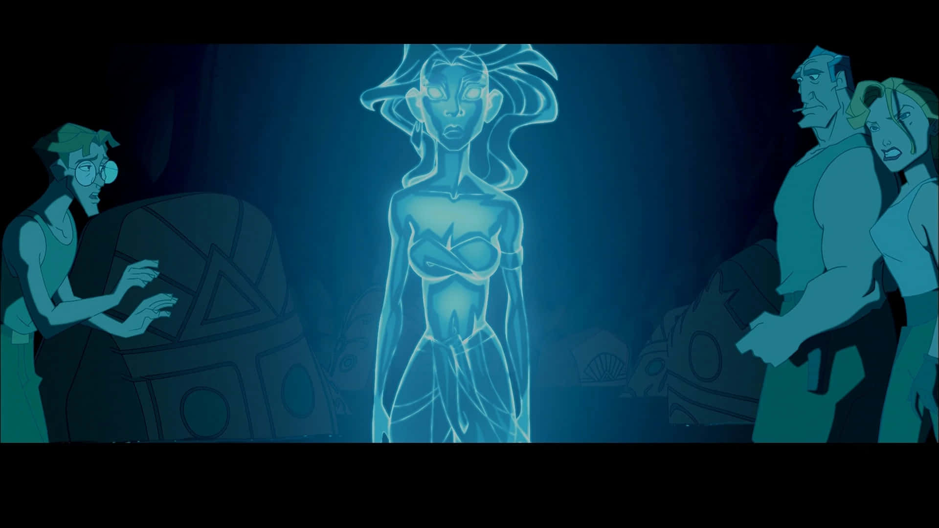 Atlantis The Lost Empire Characters With Hologram Background